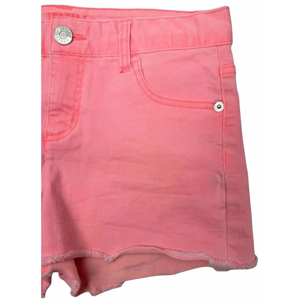 Justice Shorts Girls Size 16 Pink Cut Off Raw Denim Stretch Casual‎ Walking